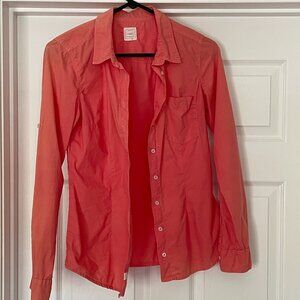 Womens Size S Red Long Sleeve 100% Cotton Shirt top Blouse